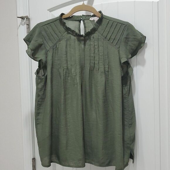 Nanette Lepore Prairie Sage Green Blouse Women's Medium Prarie Blouse - Picture 1 of 6